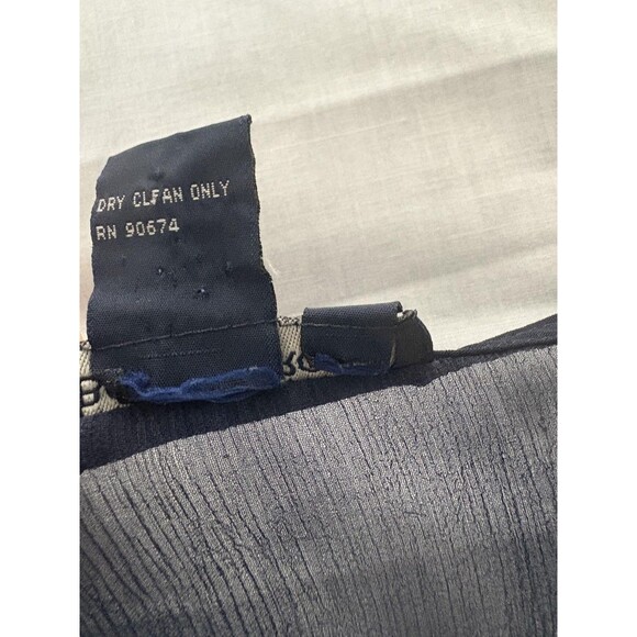 Boston Proper Blouse Womens 4 Navy Blue Silk Sheer Button Front Whimsy Luxury - Picture 10 of 16